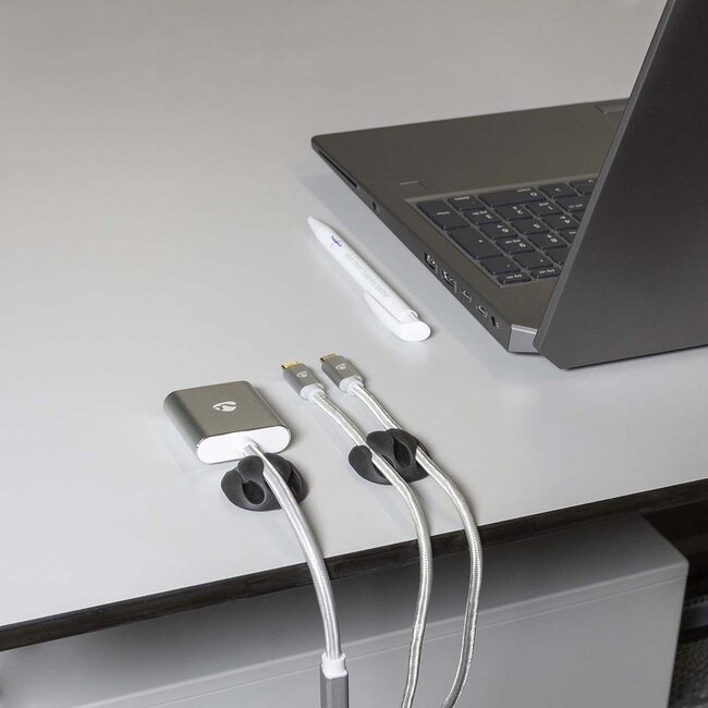 Nedis Selbstklebende Kabelhalter für 3 Kabel - 4 Stück / Schwarz
