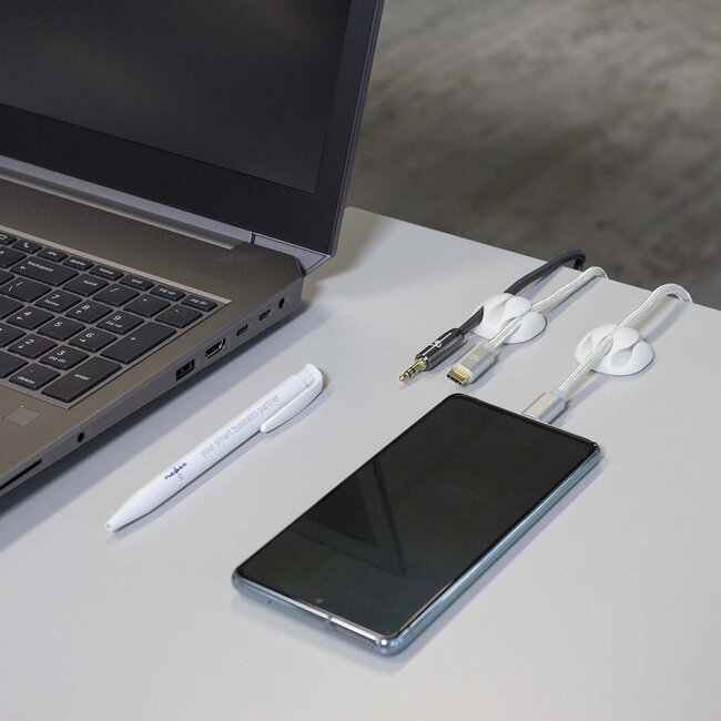 Nedis Selbstklebende Kabelhalter für 3 Kabel - 4 Stück / Weiß