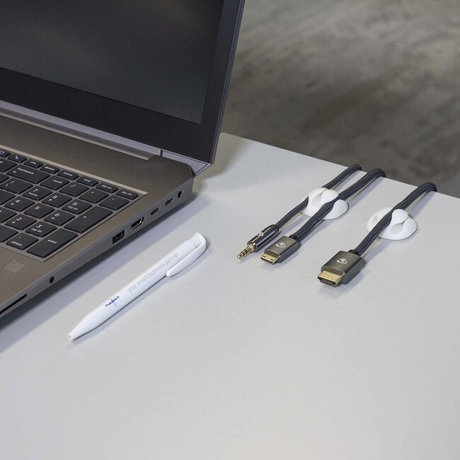 Nedis Selbstklebende Kabelhalter für 3 Kabel - 4 Stück / Weiß