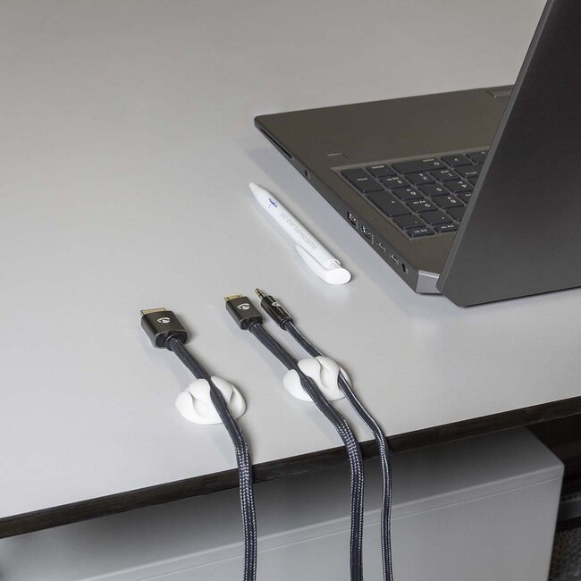 Nedis Selbstklebende Kabelhalter für 3 Kabel - 4 Stück / Weiß