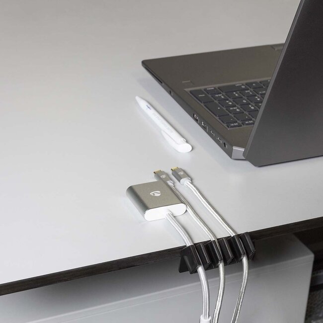 Nedis Selbstklebende Kabelhalter für 5 Kabel - 2 Stück / Schwarz