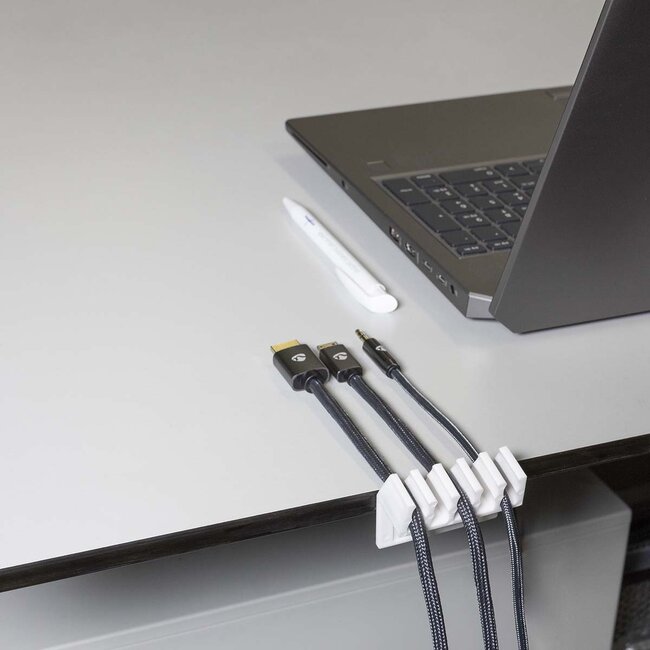 Nedis Selbstklebende Kabelhalter für 5 Kabel - 2 Stück / Weiß