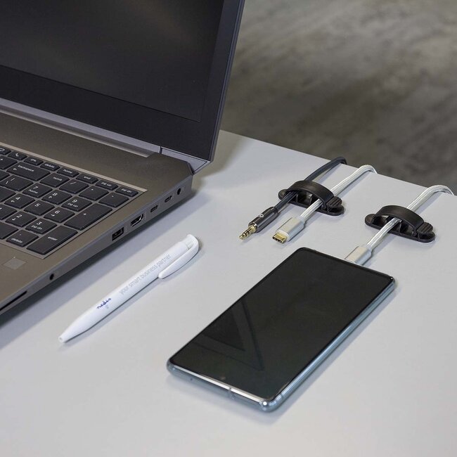 Nedis selbstklebende Kabelhalter für 3 Kabel mit Verriegelung - 3 Stück / Schwarz