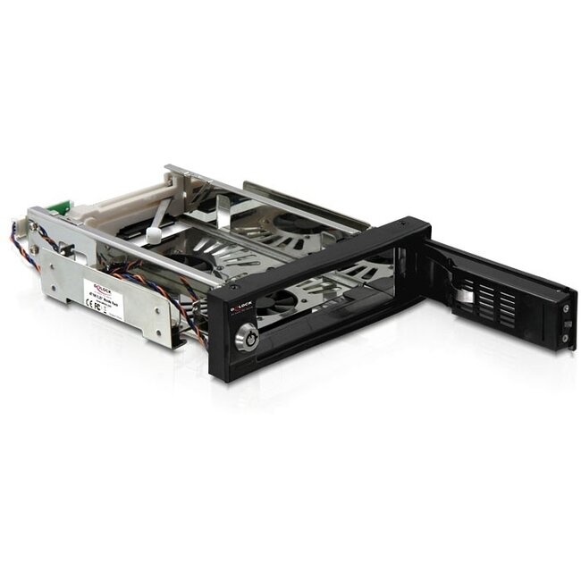 Premium 3,5'' SATA HDD Mobile Rack mit 2 Lüftern für 5,25'' Slot, Schwarz
