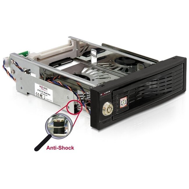 Premium 3,5'' SATA HDD Mobile Rack mit 2 Lüftern für 5,25'' Slot, Schwarz