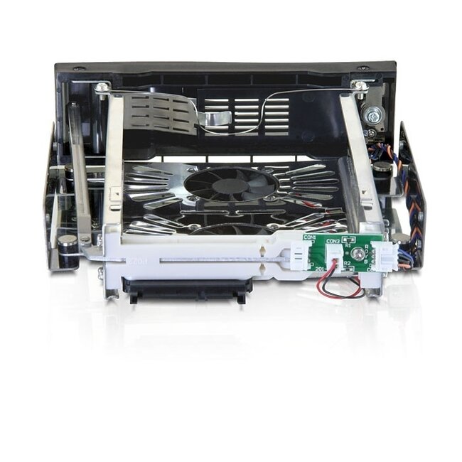Premium 3,5'' SATA HDD Mobile Rack mit 2 Lüftern für 5,25'' Slot, Schwarz