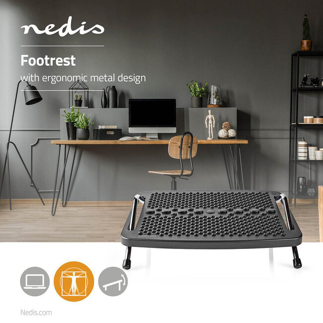 Nedis Premium verstellbare Fußstütze / Schwarz