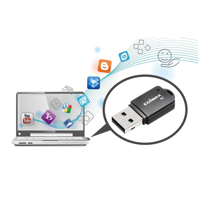 Edimax EW-7811UTC USB-A WLAN-Dongle Dual Band AC600 600 Mbps