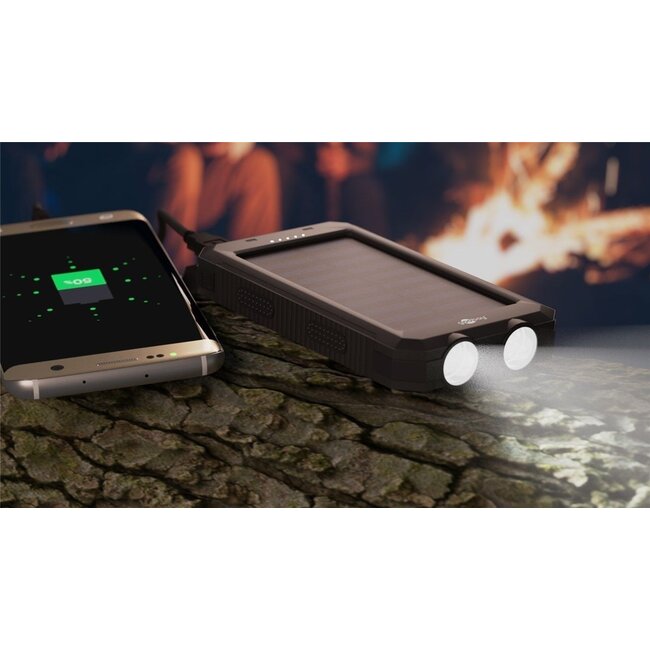 Goobay Solar Powerbank Outdoor 8.000 mAh, 2x USB-A (max. 2A), Schwarz
