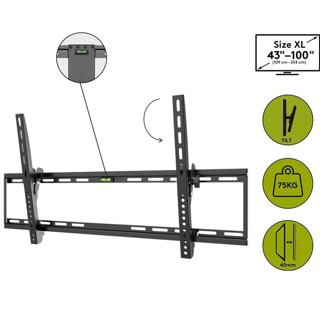 Goobay Basic Serie Tilt XL Wandhalterung für Bildschirme bis 100 Zoll / neigbar