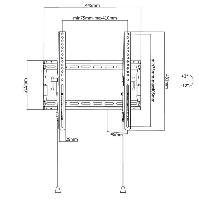 Goobay Pro Serie Tilt M Wandhalterung für Bildschirme bis 55 Zoll / fest