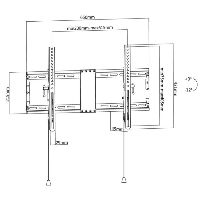 Goobay Pro Serie Tilt L Wandhalterung für Bildschirme bis 70 Zoll / fest