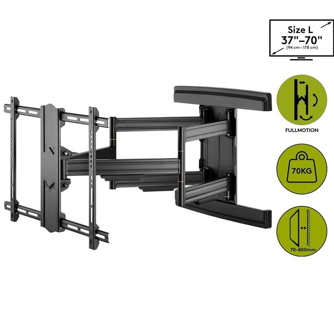 Goobay Pro Serie Full-Motion L Wandhalterung mit extra langem Arm für Bildschirme bis 70 Zoll / 3 Drehpunkte