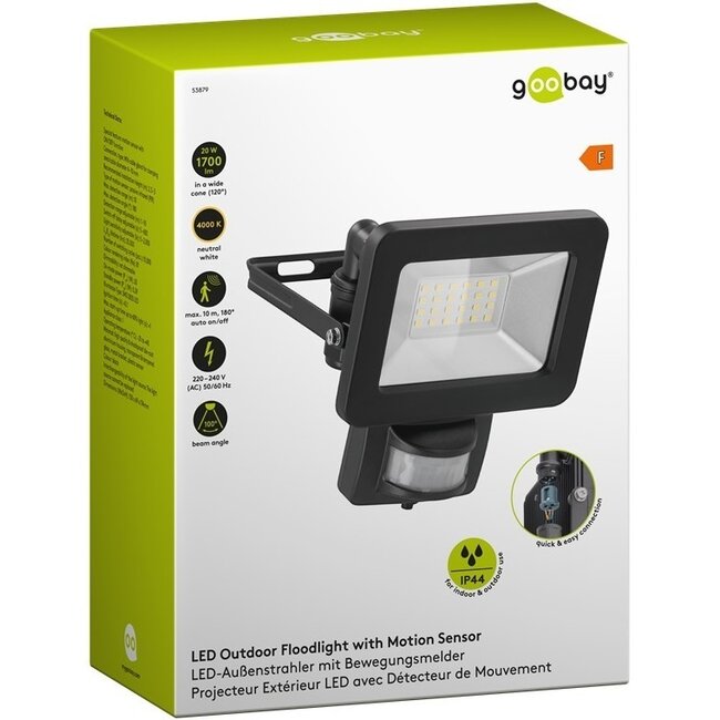 Goobay LED-Außenstrahler mit Bewegungsmelder - 20W / Schwarz