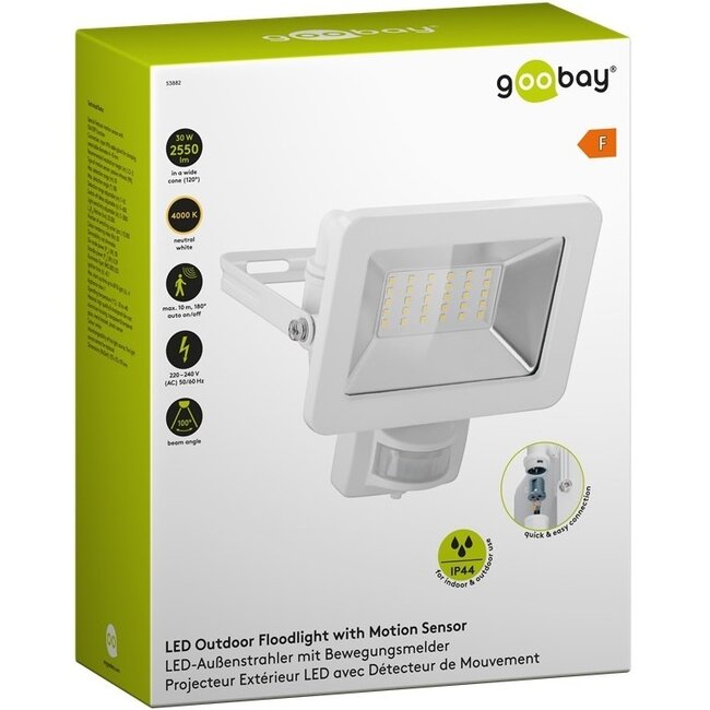 Goobay LED-Außenstrahler mit Bewegungsmelder - 30W / Weiß