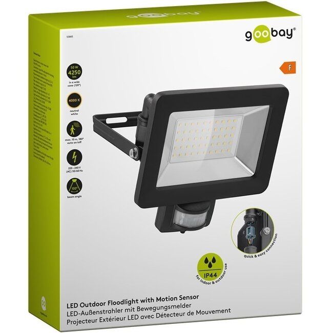 Goobay LED-Außenstrahler mit Bewegungsmelder - 50W / Schwarz