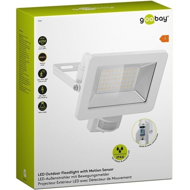 Goobay LED-Außenstrahler mit Bewegungsmelder - 50W / Weiß