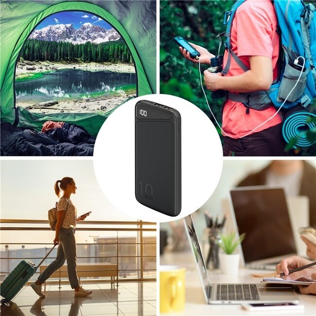 Goobay Slim Powerbank 10.000 mAh mit 2x USB-A (max. 2,1A) – Schwarz