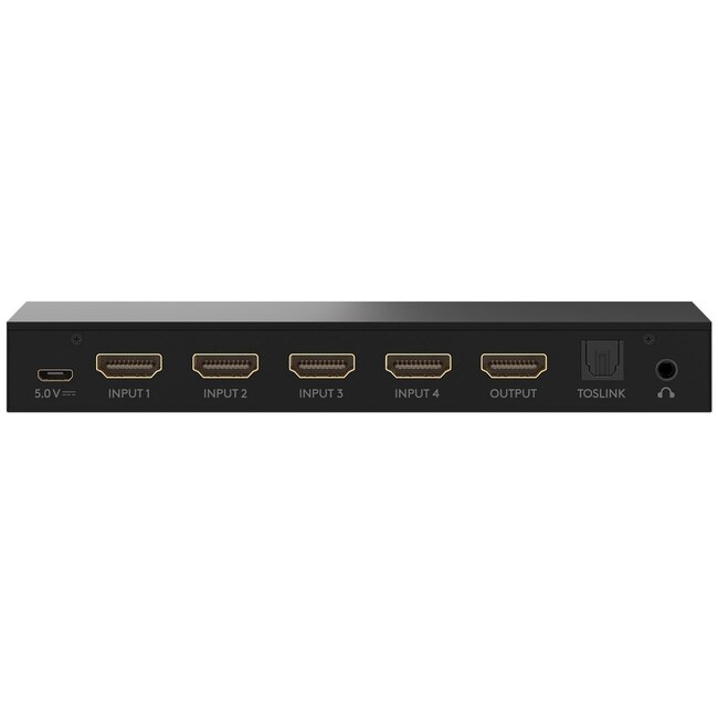 Goobay HDMI Umschalter 4 zu 1 mit Audio Extractor & ARC Konverter - HDMI 2.0 (4K 60Hz + HDR) / Schwarz