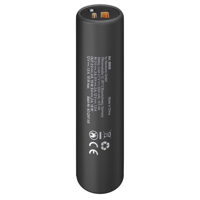 Goobay Fahrrad Powerbank Fast Charge 5.000 mAh, 1x USB-A & 1x USB-C, schwarz