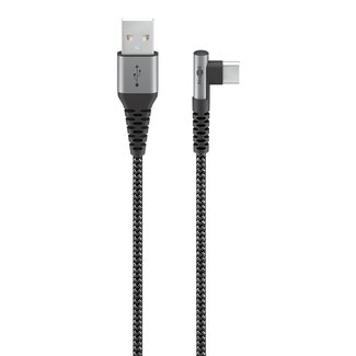Goobay Goobay USB-C Winkelkabel (links/rechts) zu USB-A - USB 2.0 - 3A - Nylon - 1 Meter
