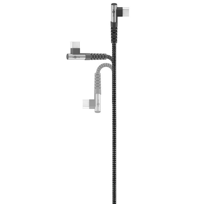 Goobay USB-C Winkelkabel (links/rechts) zu USB-A - USB 2.0 - 3A - Nylon - 2 Meter