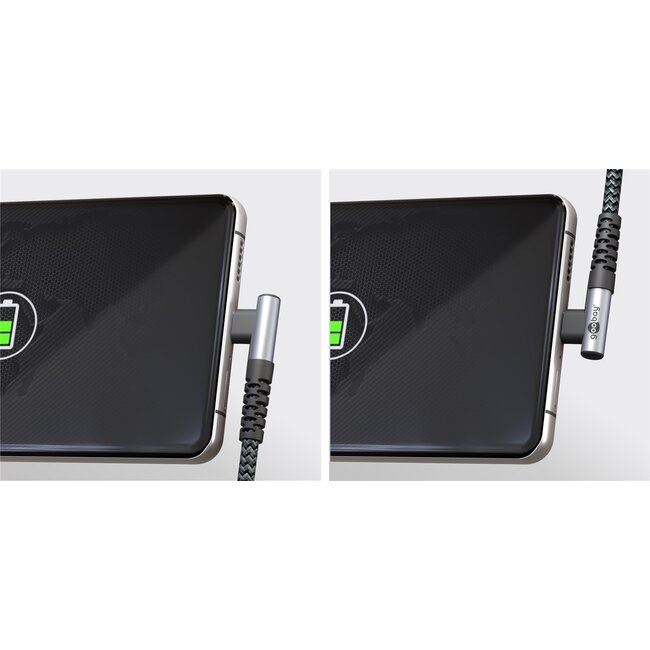 Goobay USB-C Winkelkabel (links/rechts) zu USB-A - USB 2.0 - 3A - Nylon - 2 Meter