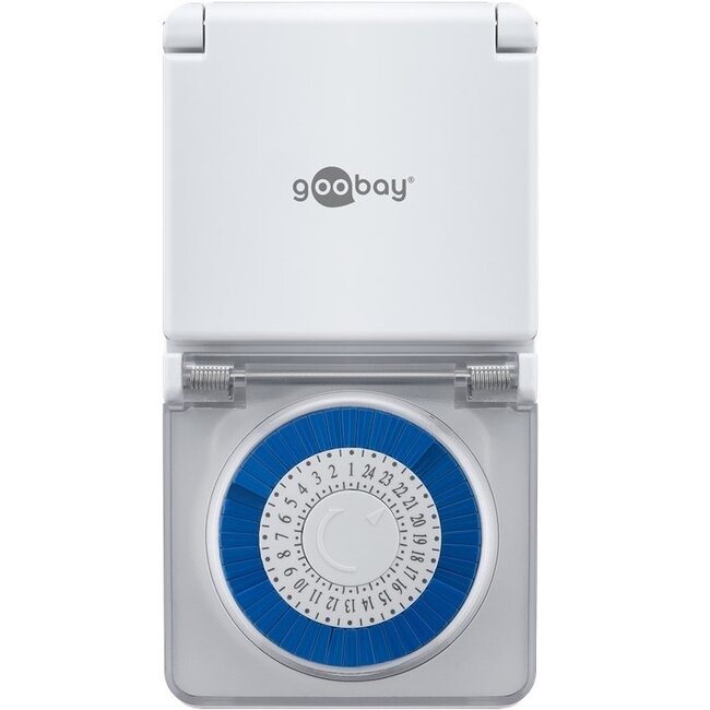 Goobay mechanische Zeitschaltuhr - 48 Schaltungen/24h - IP44 Außen - Weiß