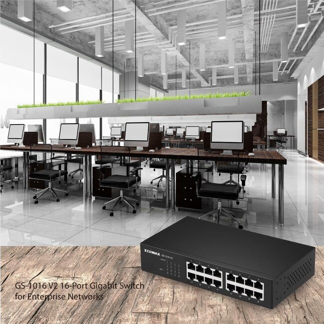 Edimax GS-1016 V2 Gigabit Ethernet Switch 16 Ports Schwarz