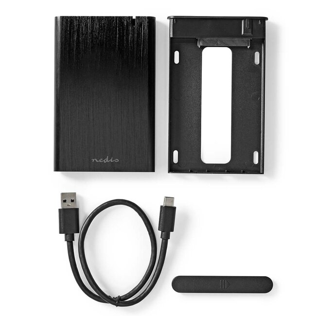 Nedis 2,5'' SATA HDD/SSD Gehäuse - USB-A/USB-C - USB 3.0 - Aluminium