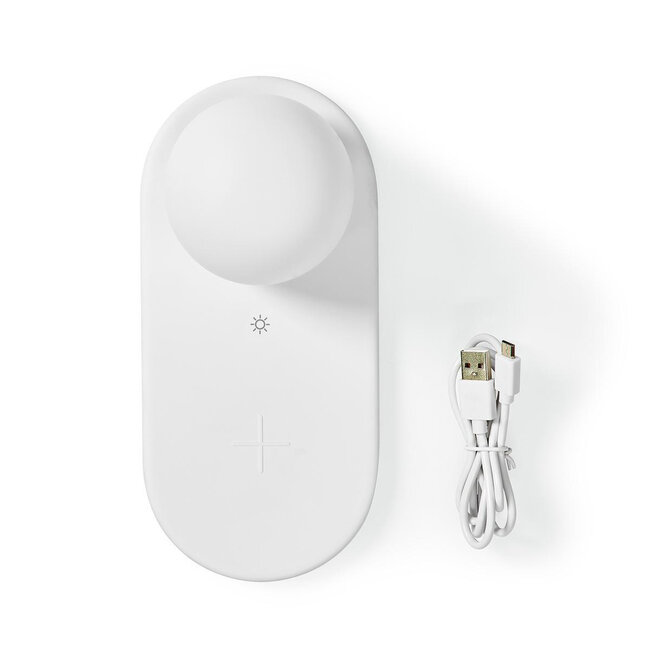 Nedis LED-Nachtlicht mit Fast Charging kabellosem Qi-Ladegerät - 2A/10W, Weiß