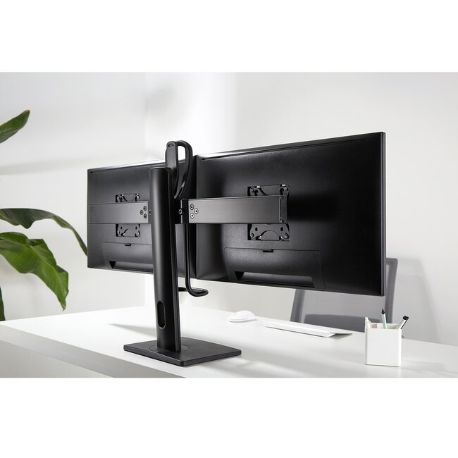 My Wall Monitorständer für 2 Monitore bis 27 Zoll – Crossbar / Full Motion mit Federmechanismus / Schwarz