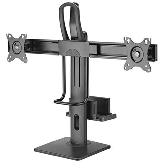 My Wall My Wall Monitorständer für 2 Monitore bis 27 Zoll & Mini-PC – Full Motion mit Federmechanismus, Schwarz