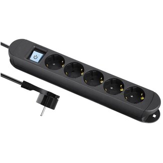 MaxTrack Steckdosenleiste 5-fach mit Schalter und Magnetbefestigung, 3 m, schwarz