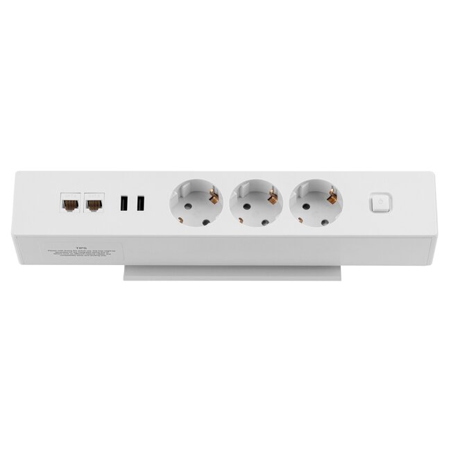 MaxTrack Steckdosenleiste 3-fach, 2x USB, 2x RJ45, weiß, 1,8 m