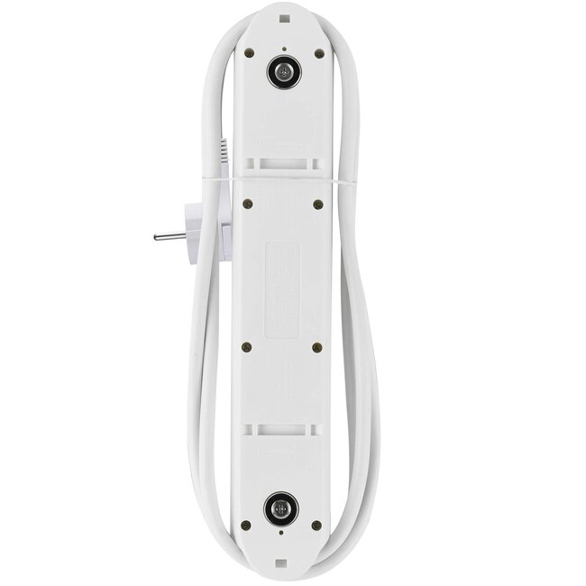 Steckdosenleiste 5-fach mit Schalter und Magnetbefestigung, weiß - 1,5 m