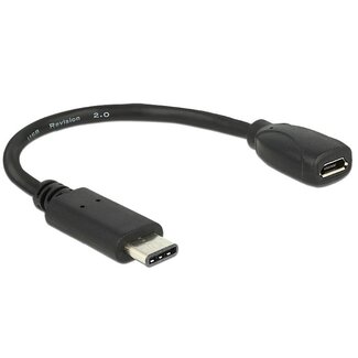 DeLOCK USB-C (m) auf USB Micro B (w) Adapter - USB 2.0 - 2A - Schwarz - 0,15 m