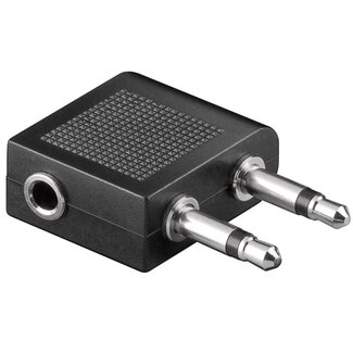 Goobay 3,5mm Stereo Audio Flugzeugadapter - Winkelstecker / Schwarz