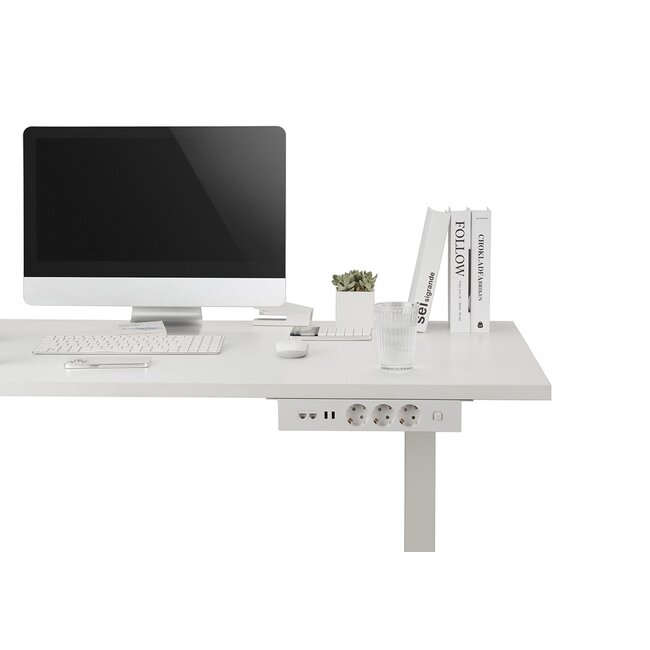 MaxTrack Steckdosenleiste mit 3 Steckplätzen, 2x USB & 2x RJ45 – Weiß, 1,8 m – für unter den Schreibtisch