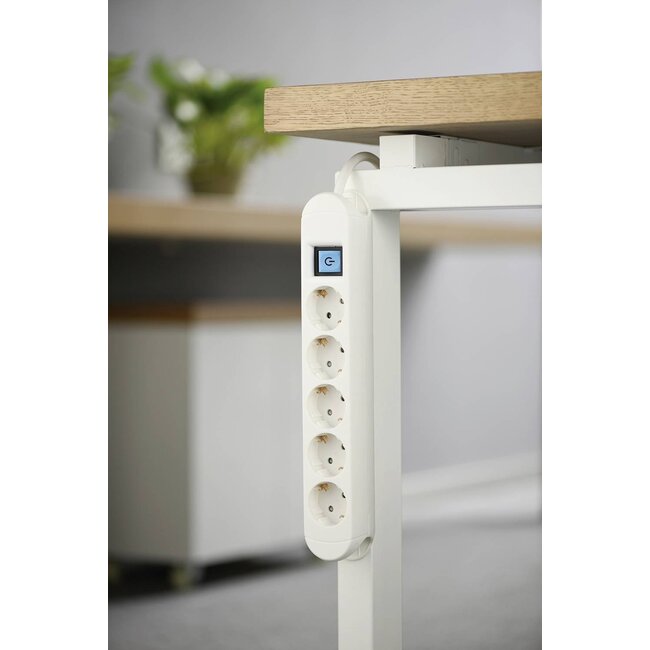 Steckdosenleiste 5-fach mit Schalter und Magnetbefestigung, weiß - 3 Meter