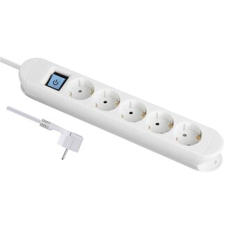 MaxTrack Steckdosenleiste 5-fach mit Schalter und Magnetbefestigung, weiß - 2 Meter