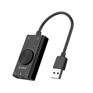 Orico Orico USB-A auf 3x 3,5mm OMTP Headset Audio Adapter mit Lautstärkeregler, Schwarz - 0,10 m