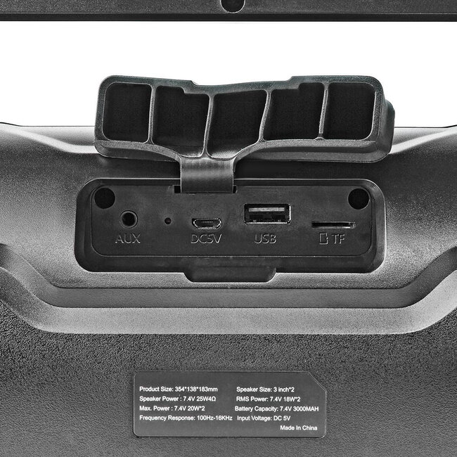 Nedis wasserdichter Bluetooth Partyspeaker mit AUX, USB & Micro SD – 60W / IPX5 / Schwarz