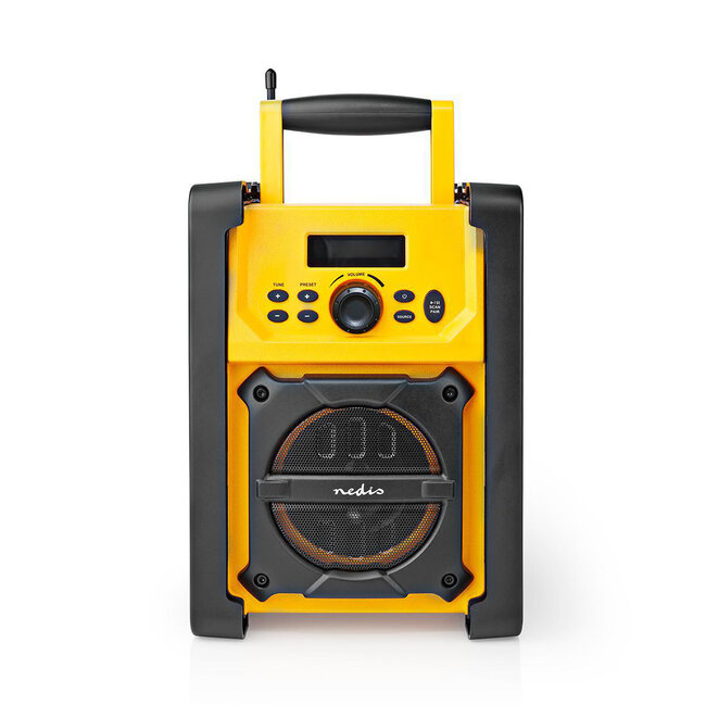 Nedis wasserdichter Bluetooth Baustellenradio mit FM und AUX - 15W / IPX5 / Gelb