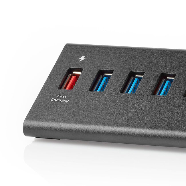 Nedis USB 3.0 Hub 8 Ports mit Quick Charge 3.0, 12V Netzteil, 1m, Schwarz