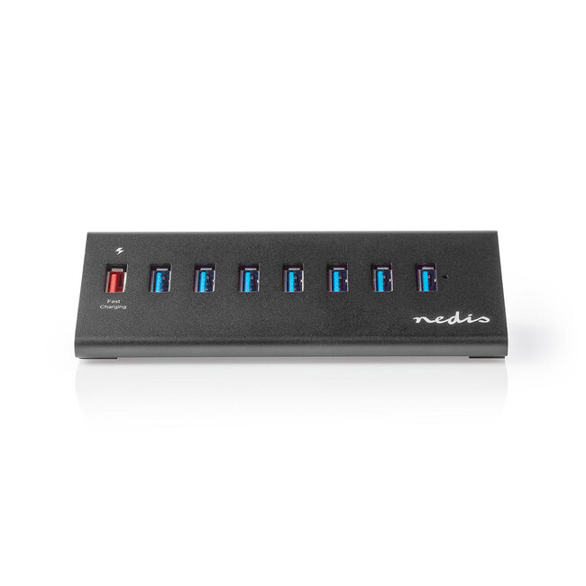 Nedis USB 3.0 Hub 8 Ports mit Quick Charge 3.0, 12V Netzteil, 1m, Schwarz