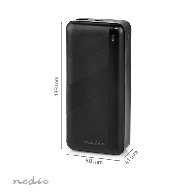 Nedis Powerbank Fast Charge 30.000 mAh, 1x USB-A & 1x USB-C (max. 3A) – Schwarz