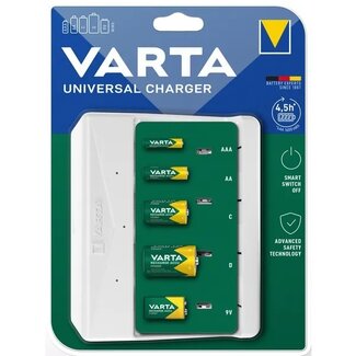 Varta Varta Easy Universal Ladegerät für AA/AAA/C/D/E Batterien, Weiß