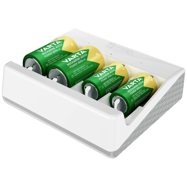Varta Easy Universal Ladegerät für AA/AAA/C/D/E Batterien, Weiß