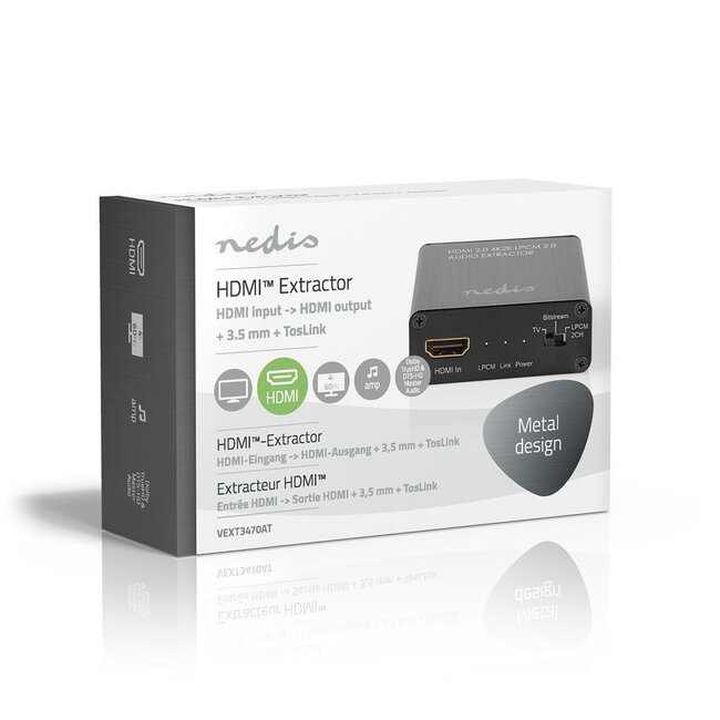 Nedis HDMI zu Stereo & 5.1 Audio Extractor - HDMI 2.0b (4K 60Hz) / Schwarz